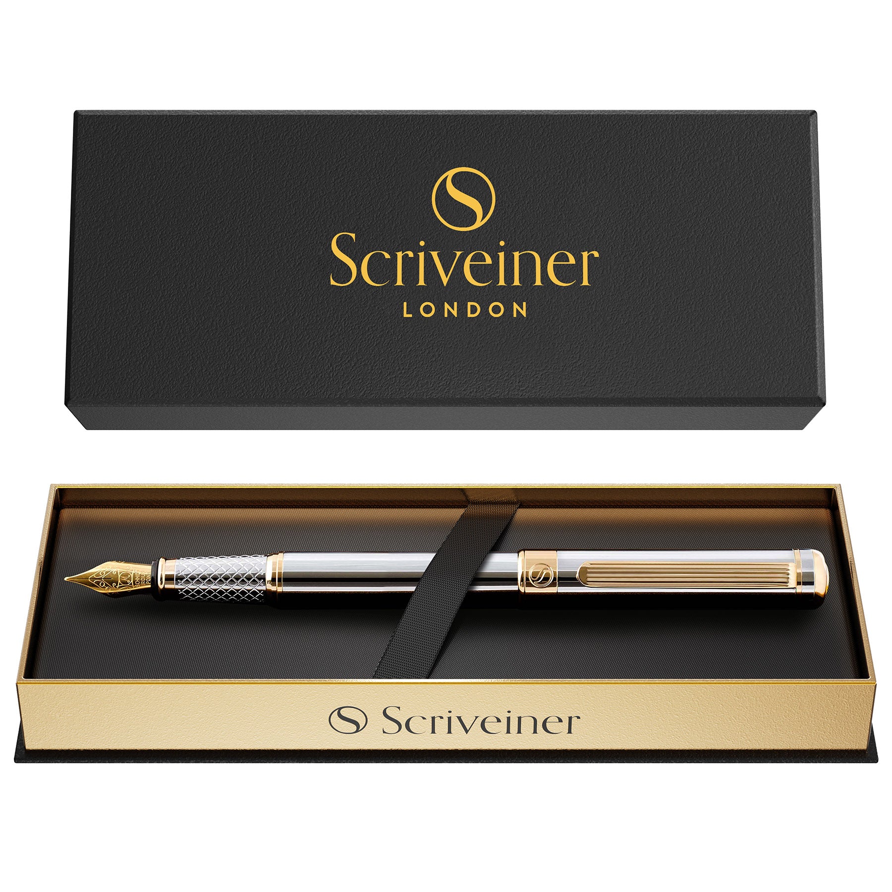 Scriveiner Classic Silver Chrome fountain Pen - Medium Nib