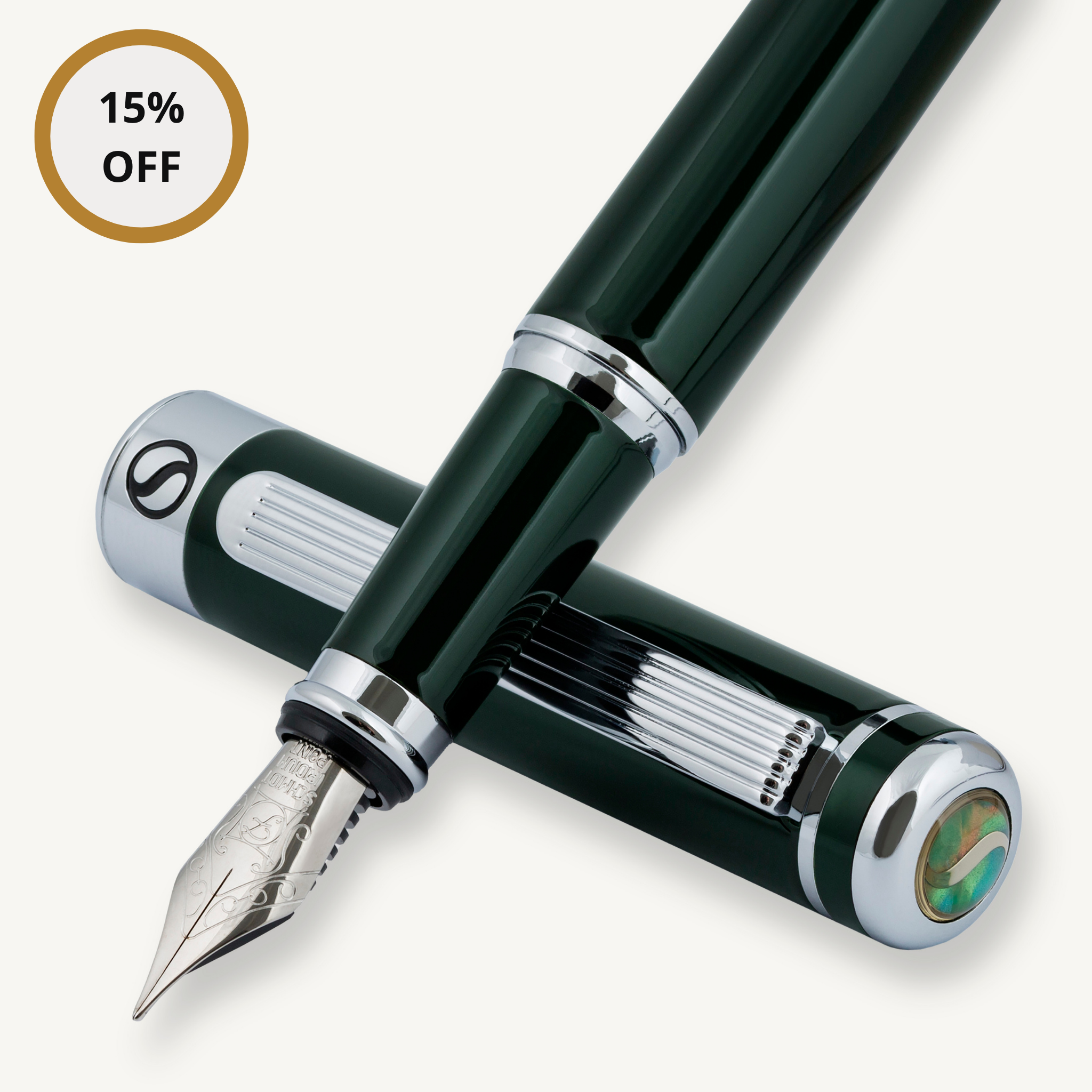 Classic Black Green Fountain Pen - Medium Nib