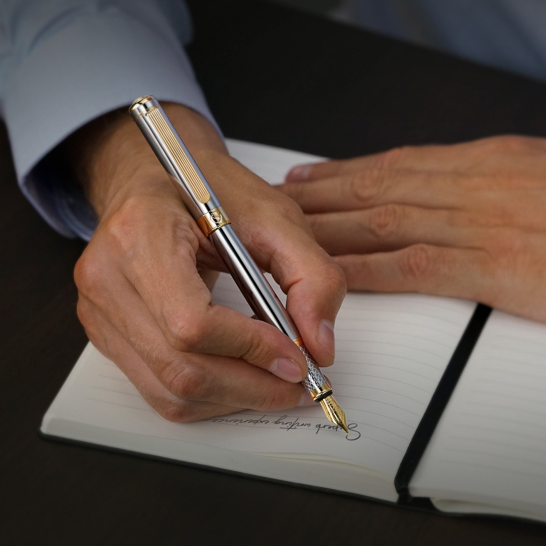 Classic Silver Chrome Fountain Pen - Broad Nib