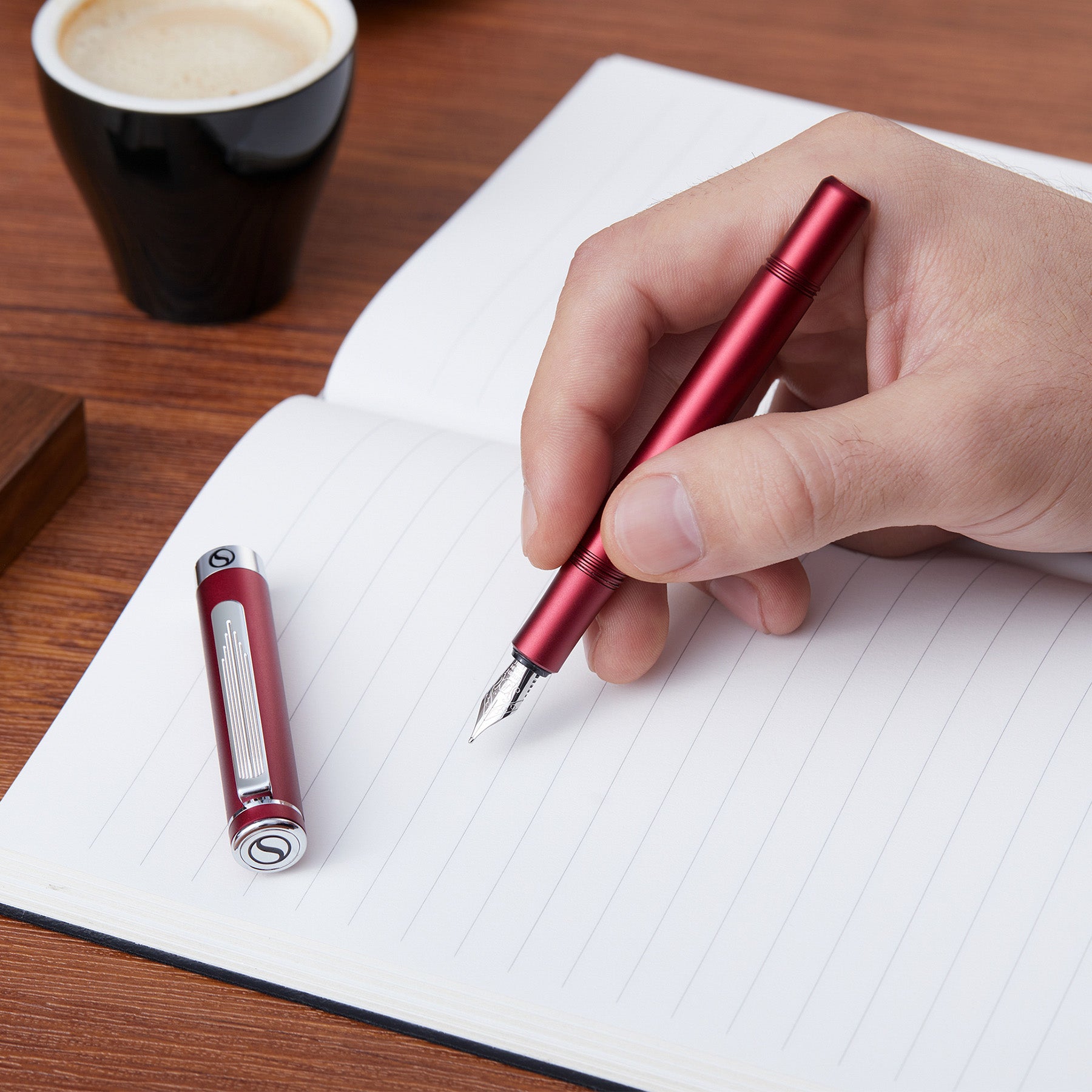 Scriveiner EDC Matt Red Fountain Pen - Fine Nib