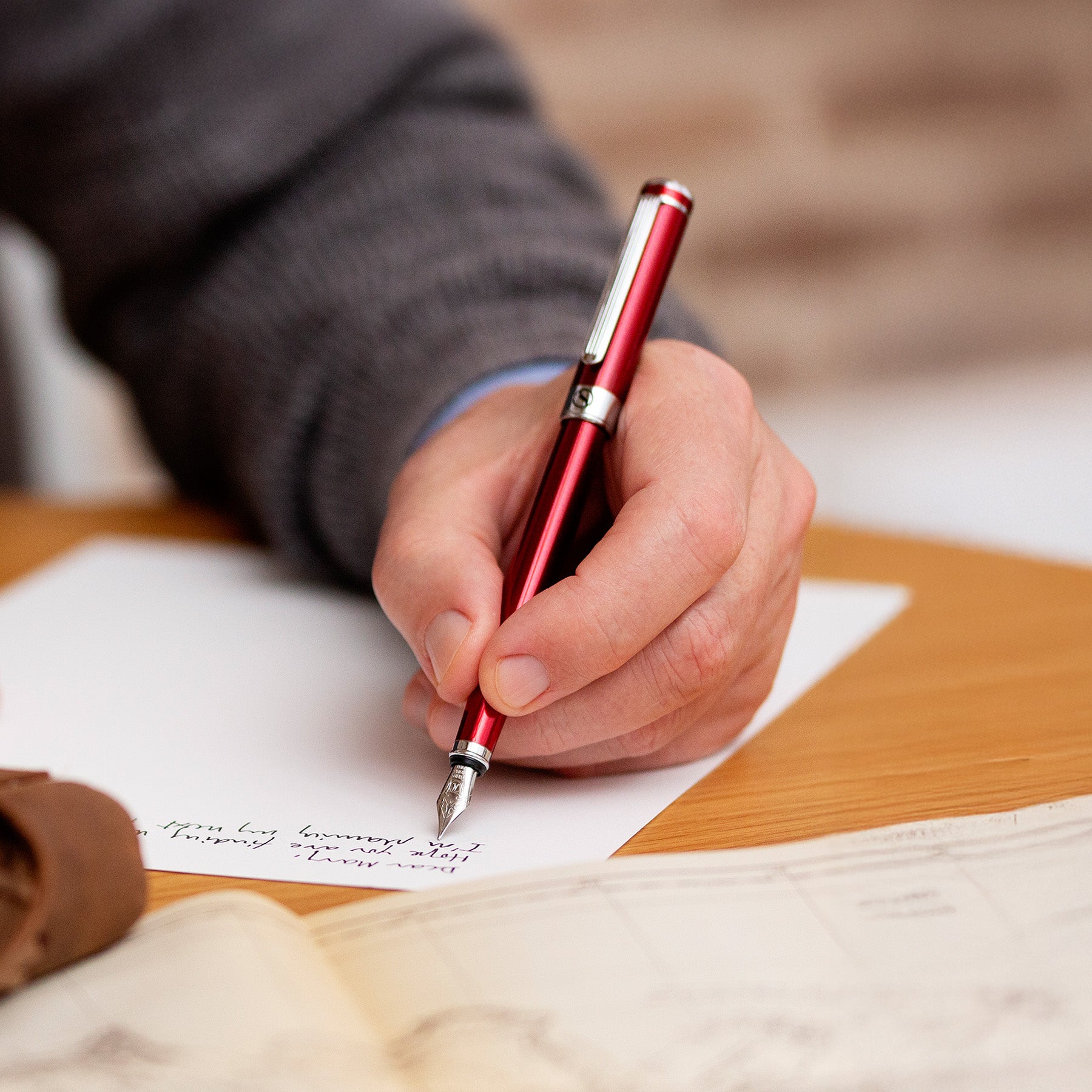 Classic Crimson Red Fountain Pen - Medium Nib