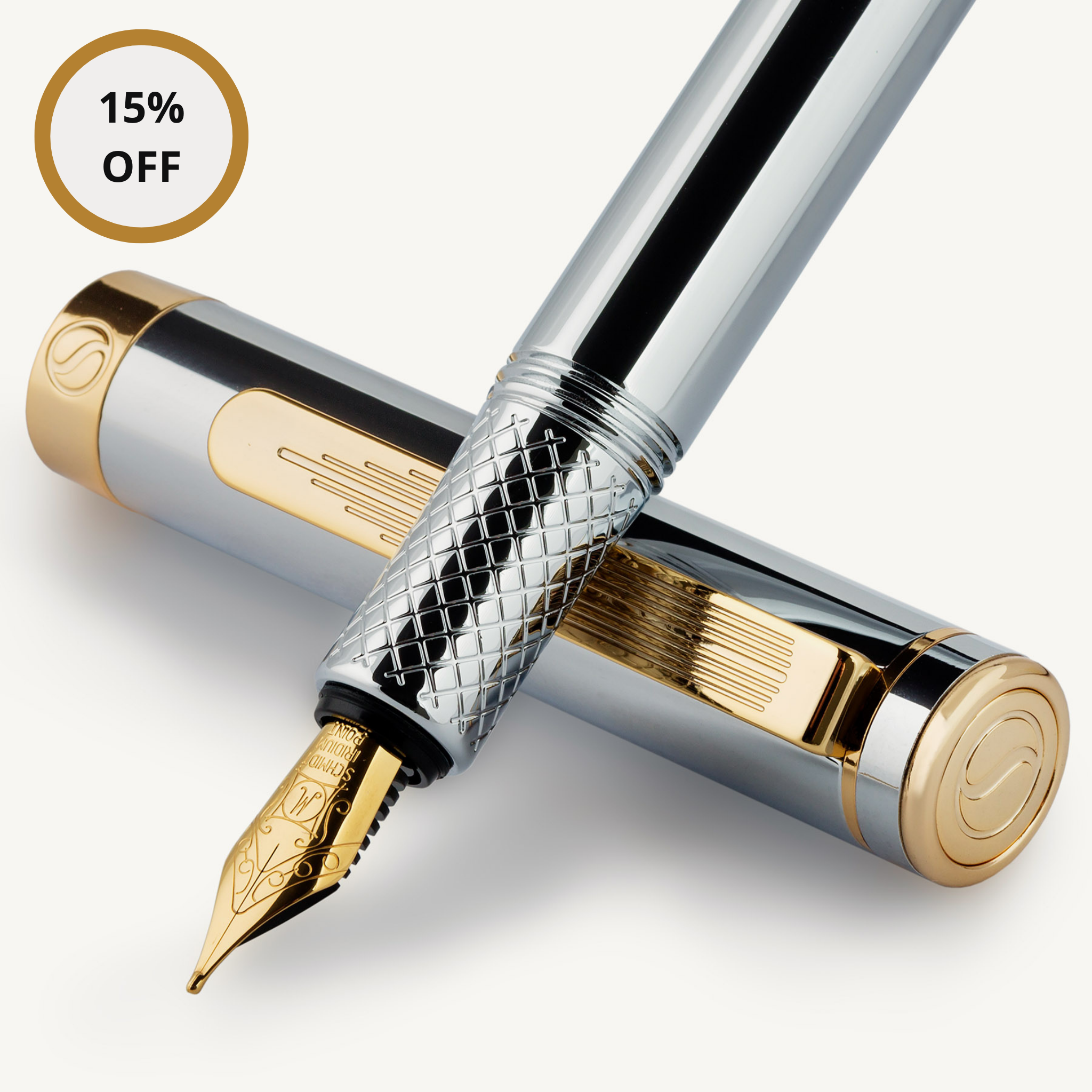 EDC Silver Gold Fountain Pen - Fine Nib
