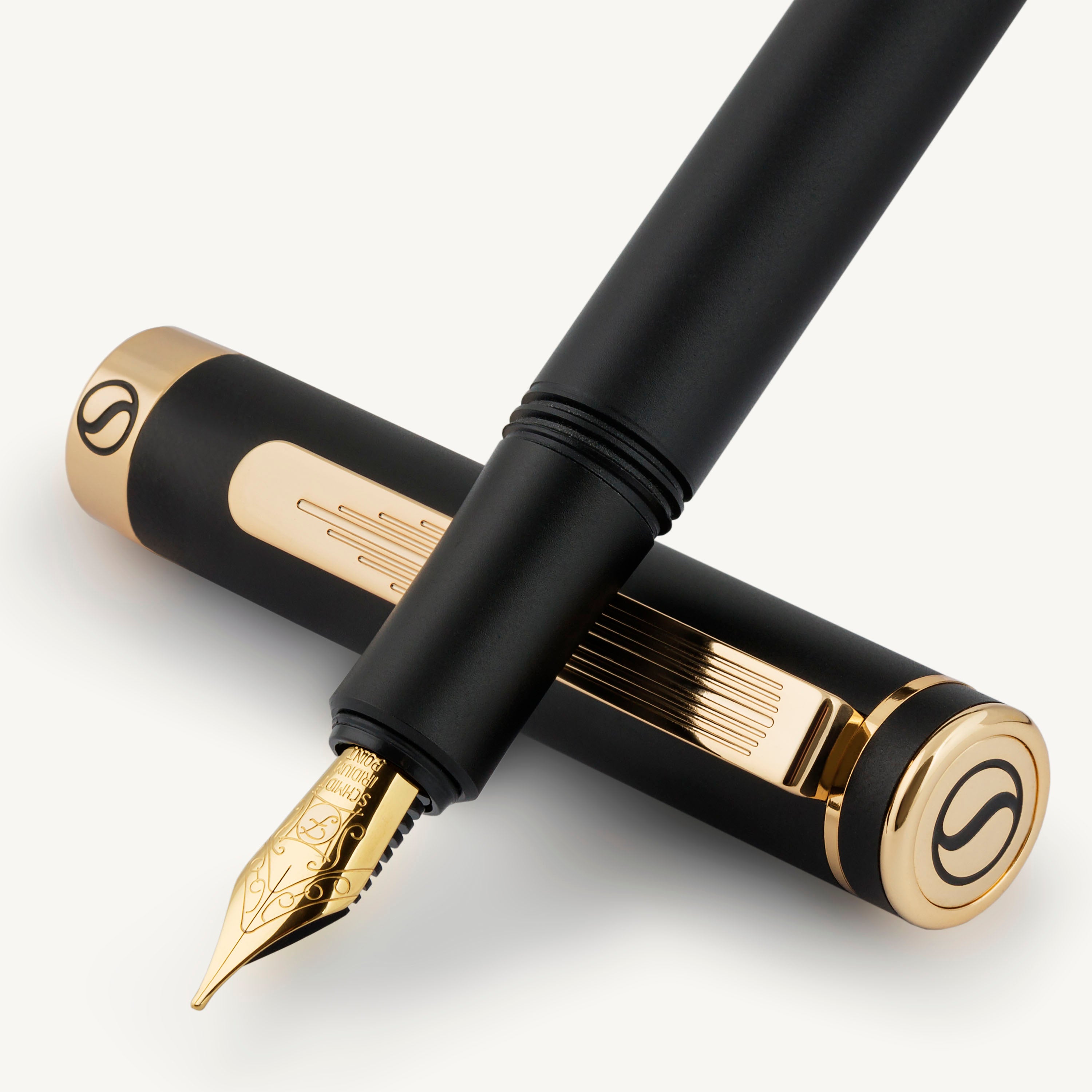 Scriveiner EDC Black Gold Fountain Pen - Fine Nib