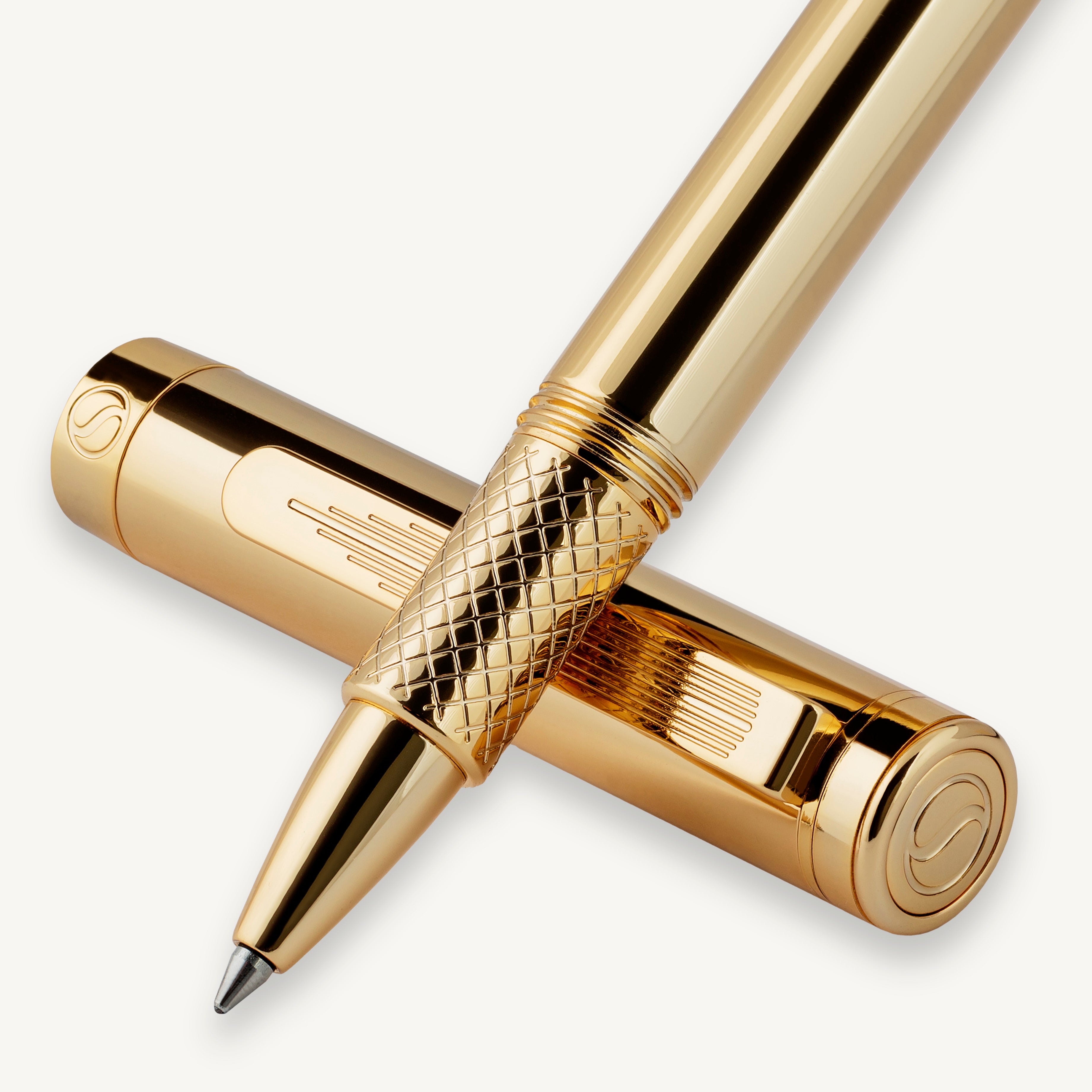 Scriveiner EDC Gold Rollerball Pen, Award Winning Luxury Pocket Pen with Gold Plated Finish