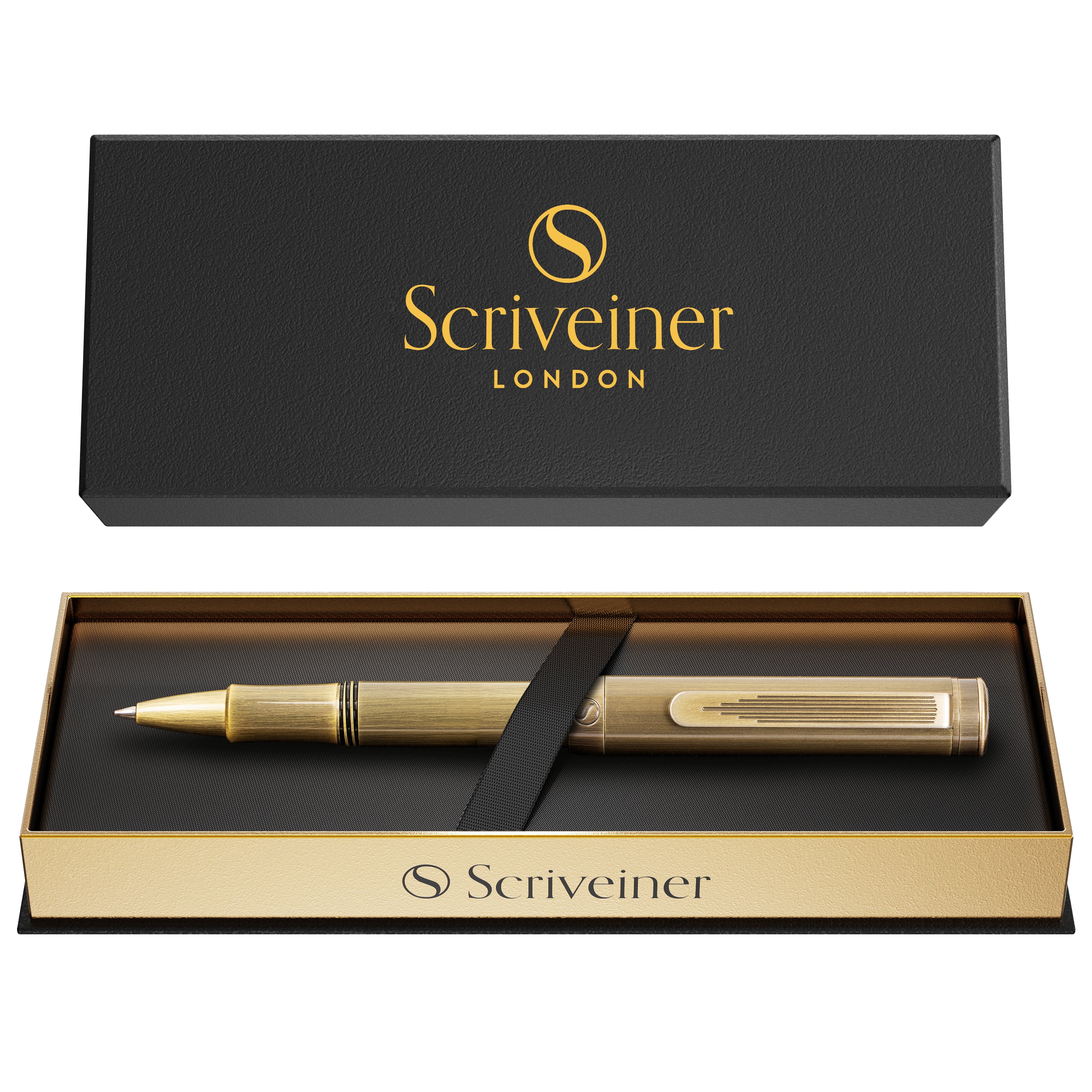 Scriveiner EDC Luxus-Rollerball aus Messing, atemberaubender schwerer Taschenstift, handgebürstetes Bronze-Finish