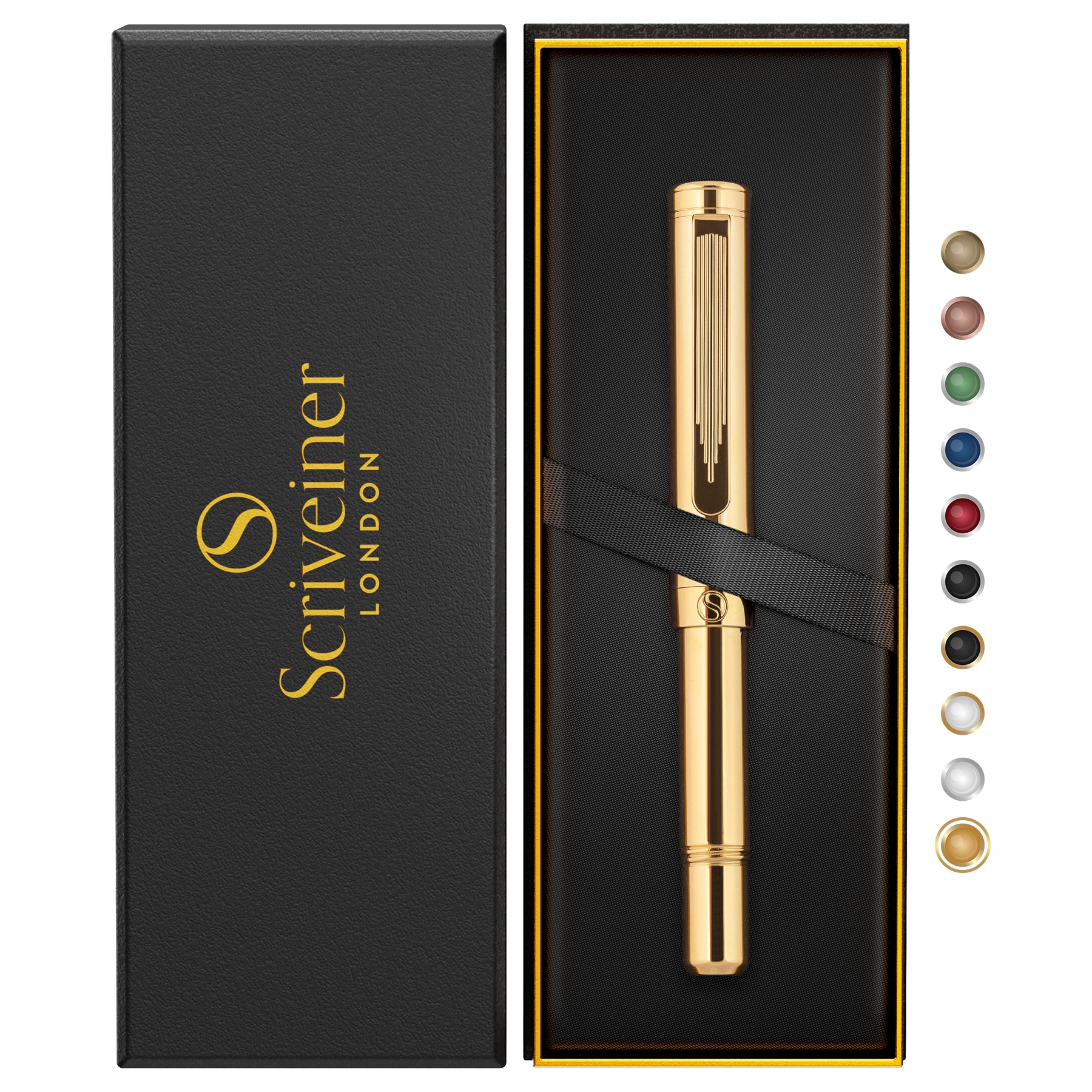 Scriveiner EDC Gold Rollerball Pen, preisgekrönter Luxus-Taschenstift mit 22 Karat vergoldetem Finish