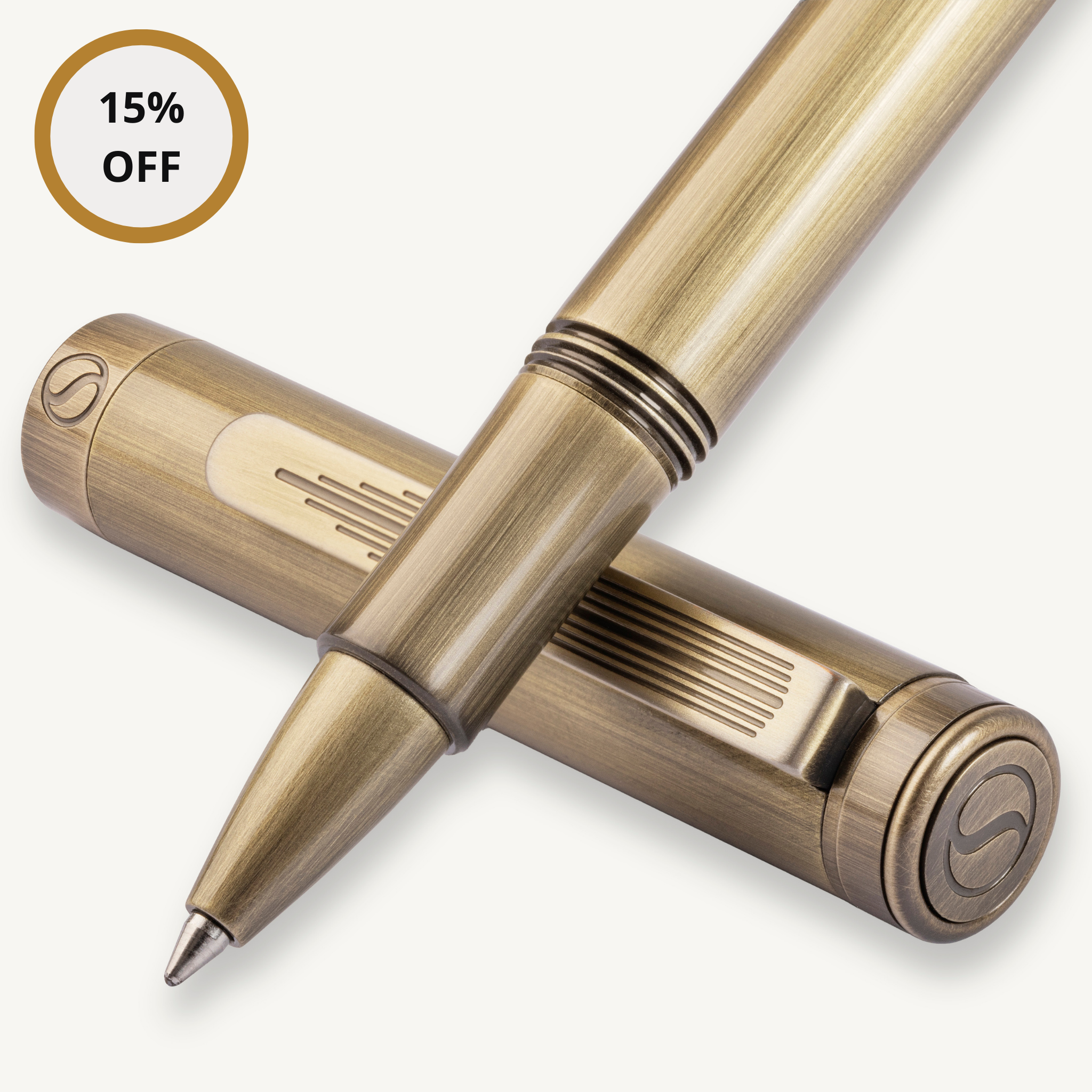 Scriveiner EDC Luxus-Rollerball aus Messing, atemberaubender schwerer Taschenstift, handgebürstetes Bronze-Finish