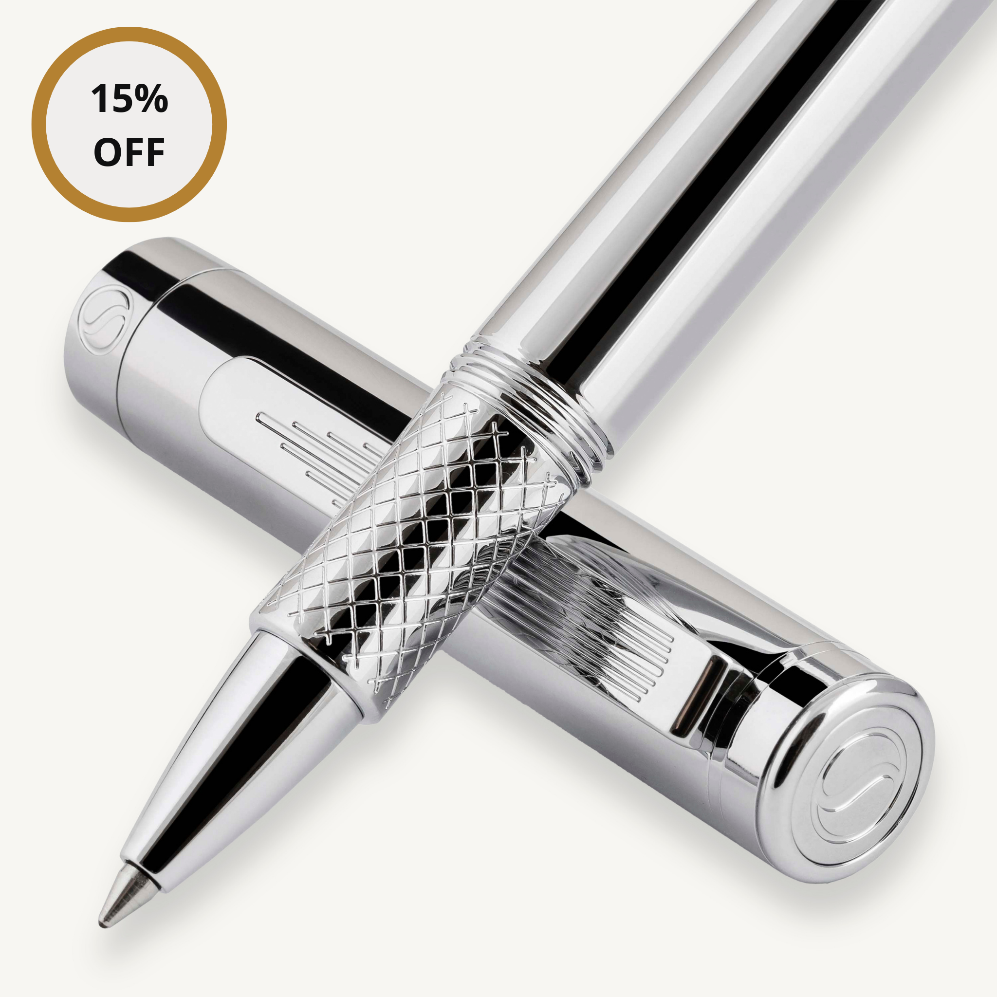 Scriveiner EDC Silberner Chrom-Rollerball, preisgekrönter Luxus-Stift, schwerer Taschenstift mit Chrom-Finish