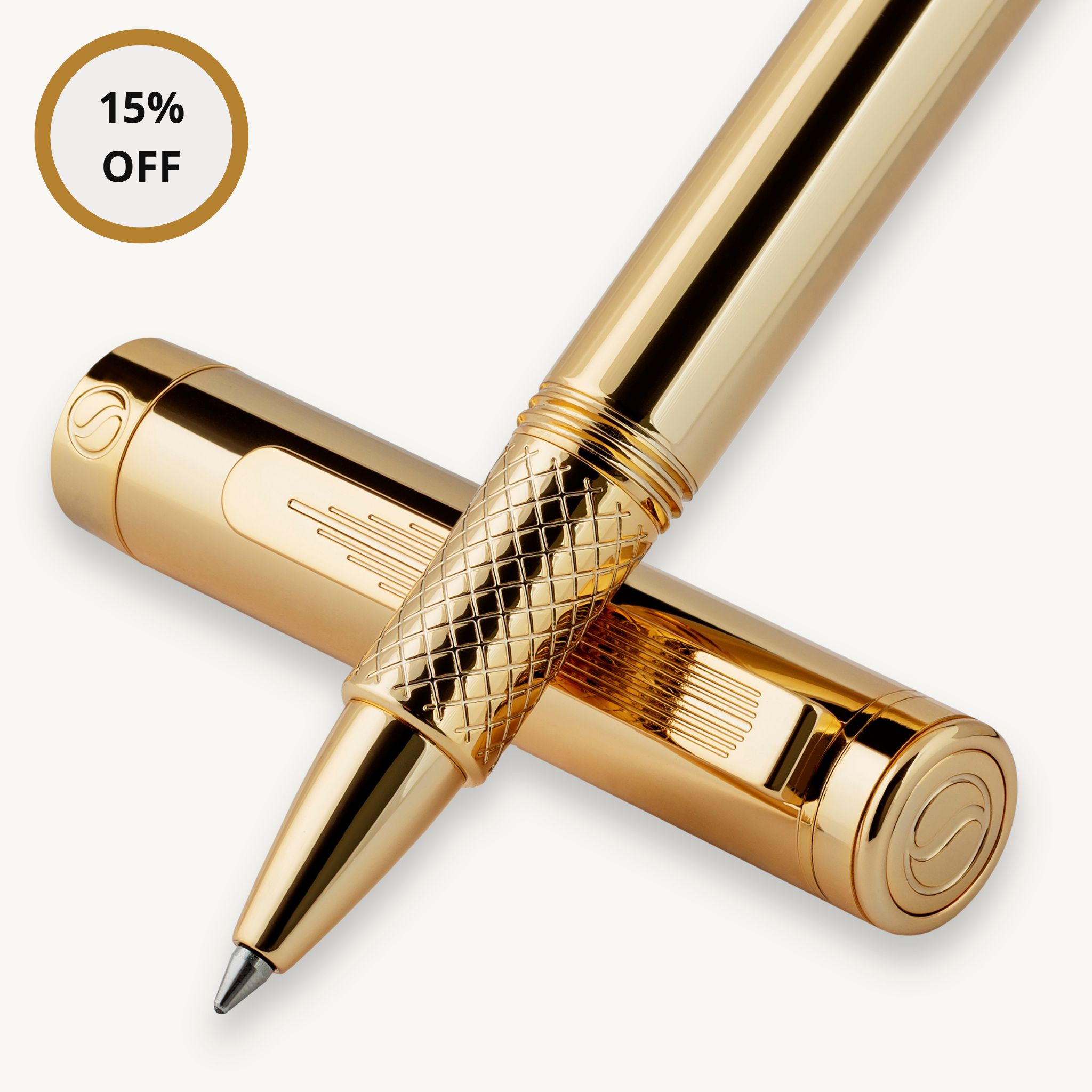 Scriveiner EDC Gold Rollerball Pen, preisgekrönter Luxus-Taschenstift mit 22 Karat vergoldetem Finish