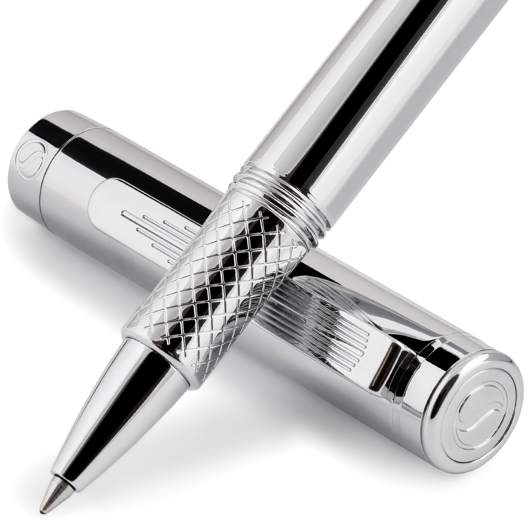 Scriveiner EDC Silver Chrome Rollerball, Award Winning Luxury Pen, Heavy Pocket Pen with Chrome Finish