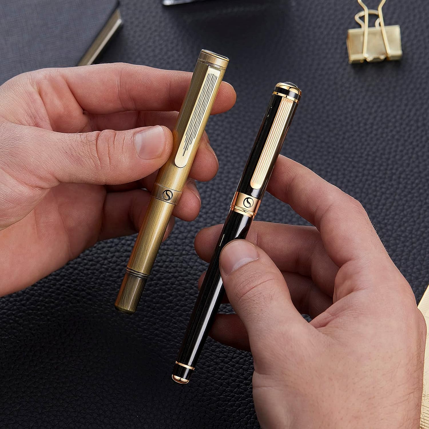 Scriveiner EDC Luxus-Rollerball aus Messing, atemberaubender schwerer Taschenstift, handgebürstetes Bronze-Finish