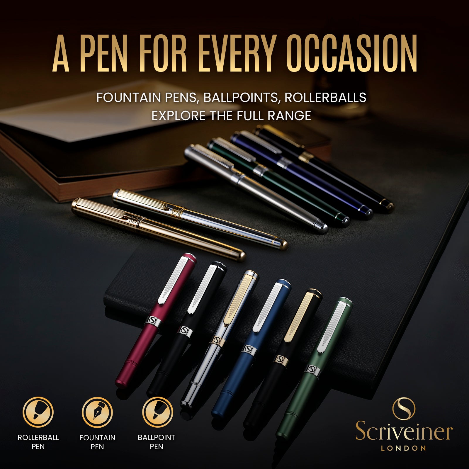 Scriveiner Classic Gold Rollerball Pen