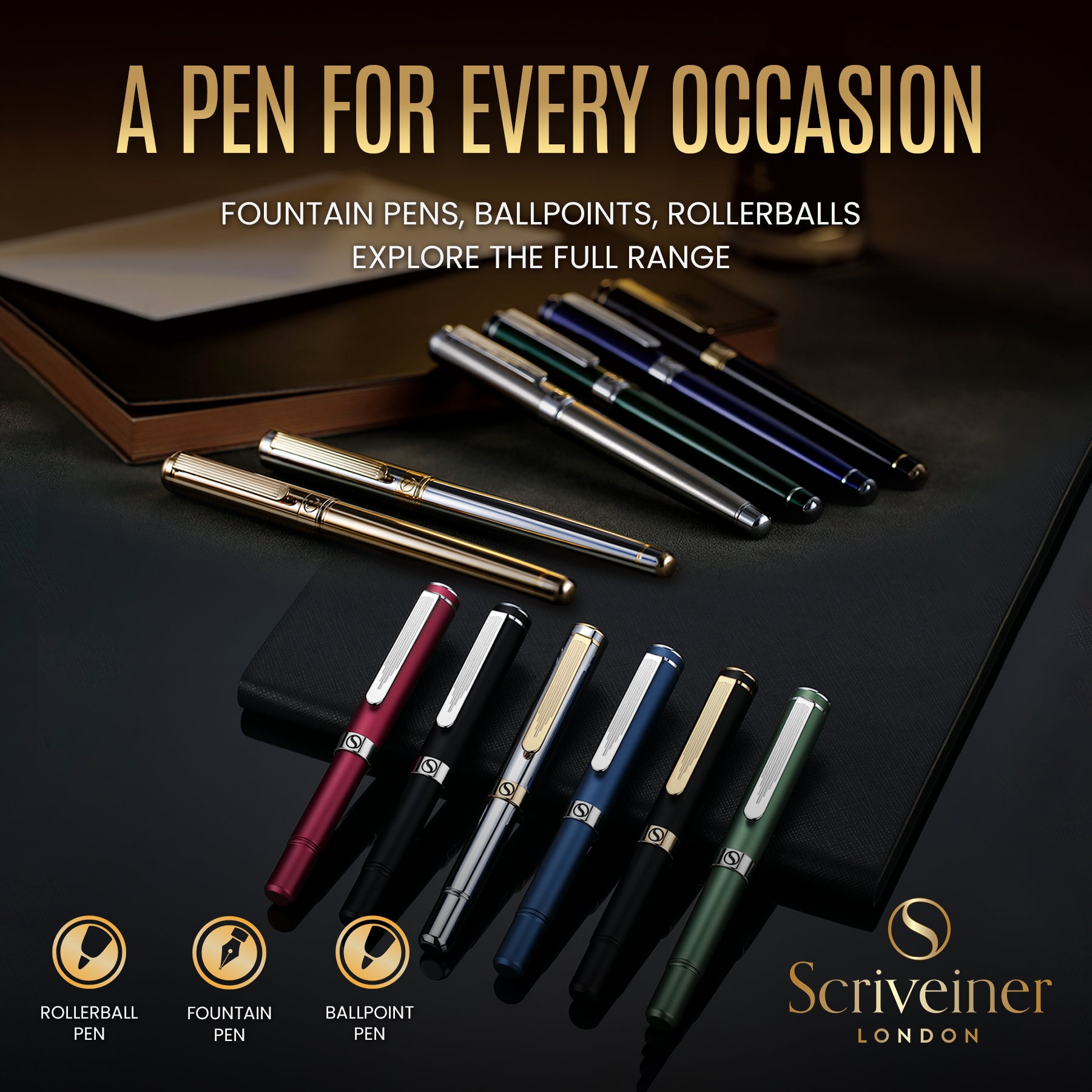 Scriveiner Classic Silver Chrome Rollerball Pen