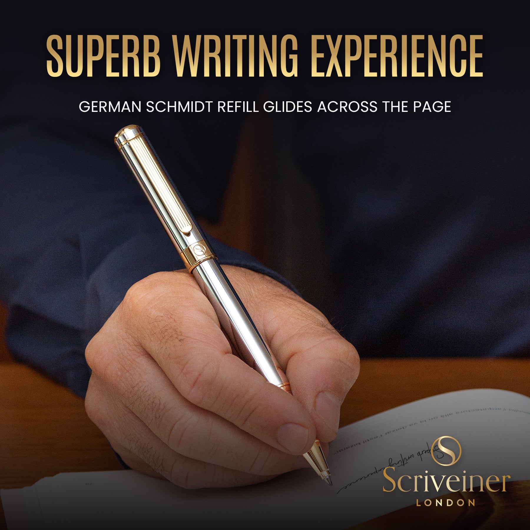 Scriveiner Classic Silver Chrome Rollerball Pen